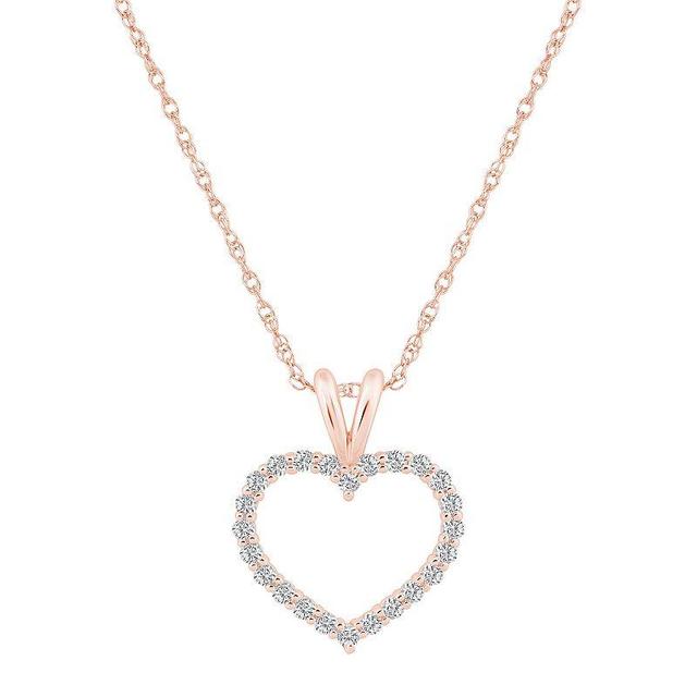 Alyson Layne 14k Gold 1/4 Carat T.W. Diamond Heart Pendant Necklace, Womens 14k Rose Gold Product Image