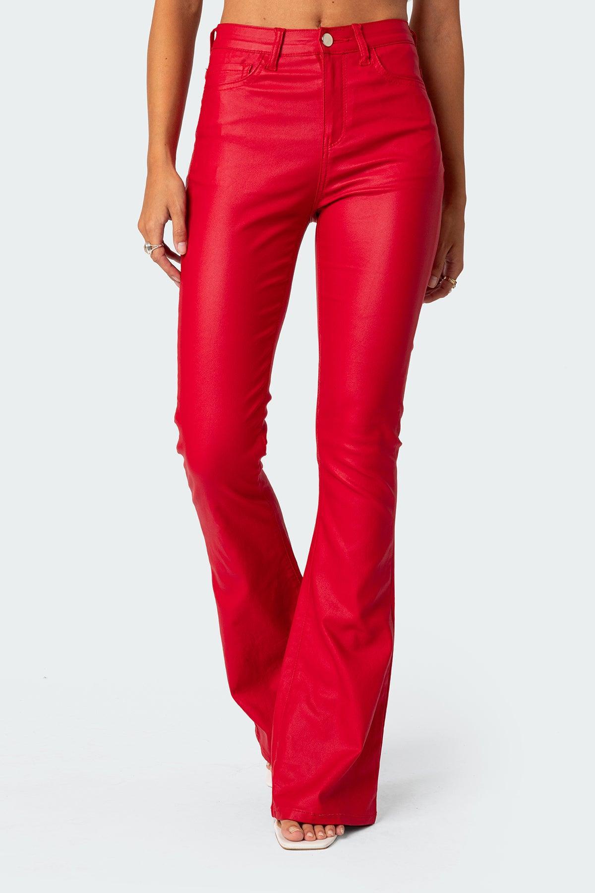 Luna Faux Leather Flare Jeans Product Image