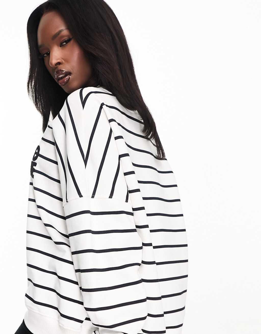 Weekend Collective striped sweatshirt with chenille logo Product Image