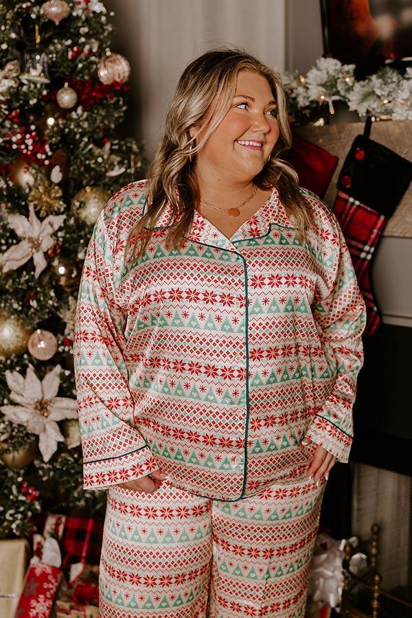 Christmas Morning Satin Pajama Top Curves Product Image