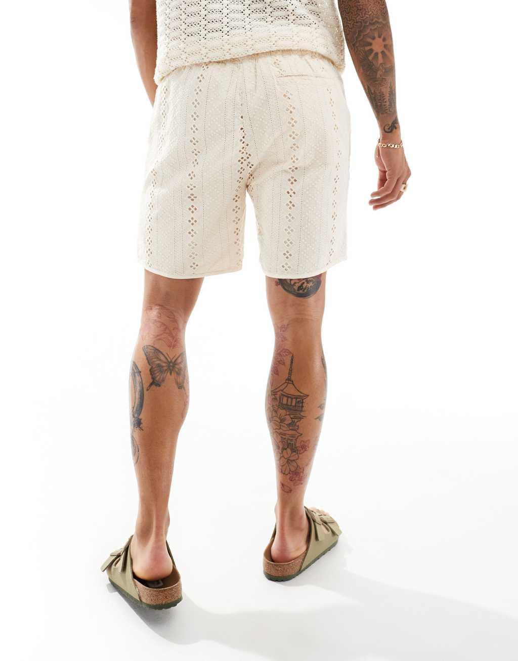 River Island shorts in ecru crochet Product Image