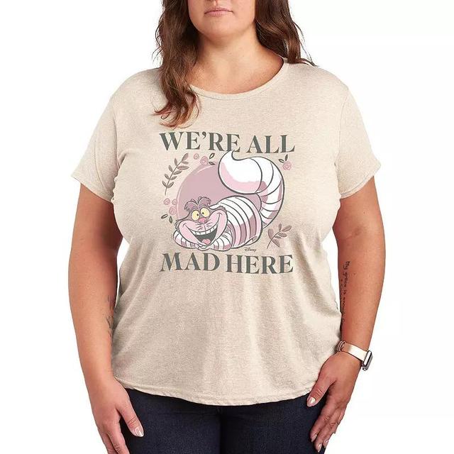 Disneys Alice in Wonderland Cheshire Cat Plus All Mad Graphic Tee, Womens Product Image