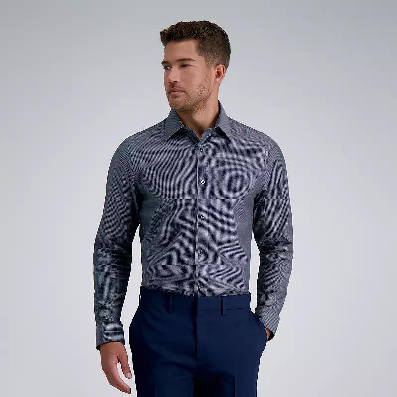 Mens Haggar Premium Comfort Slim Fit Wrinkle Resistant Dress Shirt Grey Geo Texture Product Image