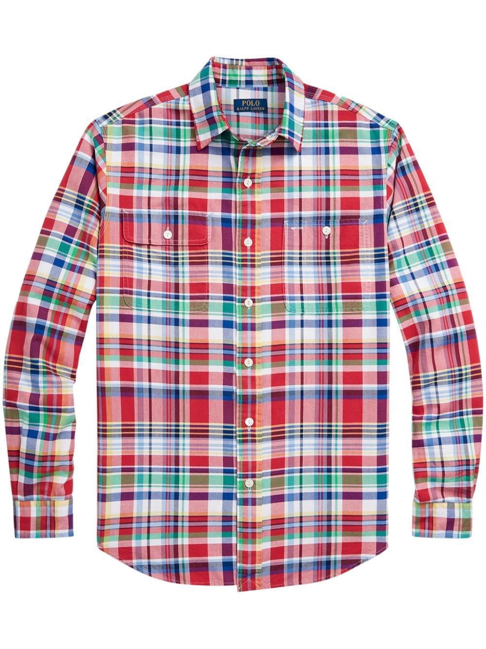 Plaid Cotton Shirt In Red Product Image