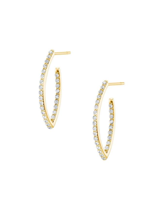 Womens 14K Yellow Gold & 0.63 TCW Diamond Inside-Out Marquise Hoop Earrings Product Image