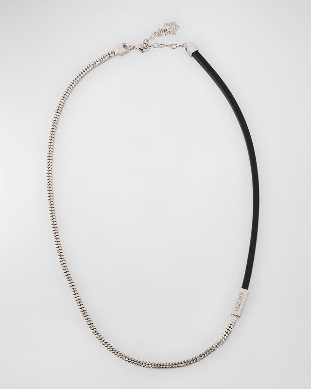 Mens Metal and Leather Chain Necklace Product Image