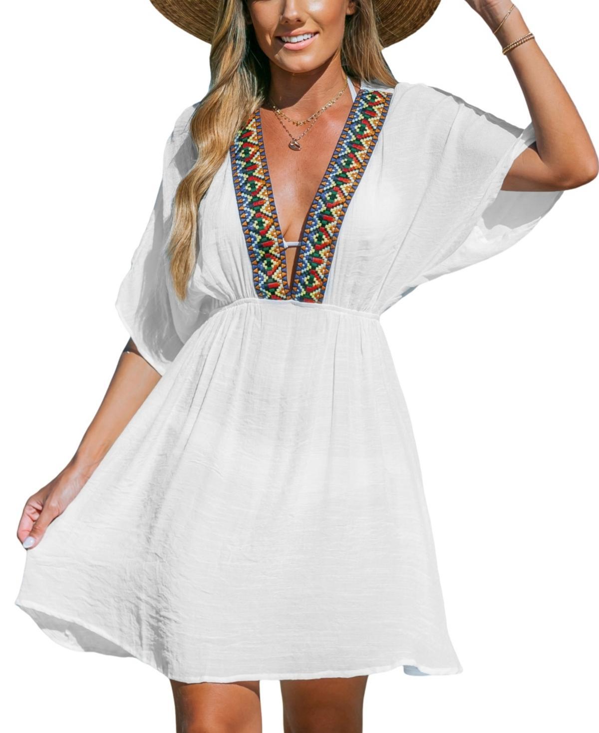 Womens V-Neck Embroidered Cover-Up Dress Product Image