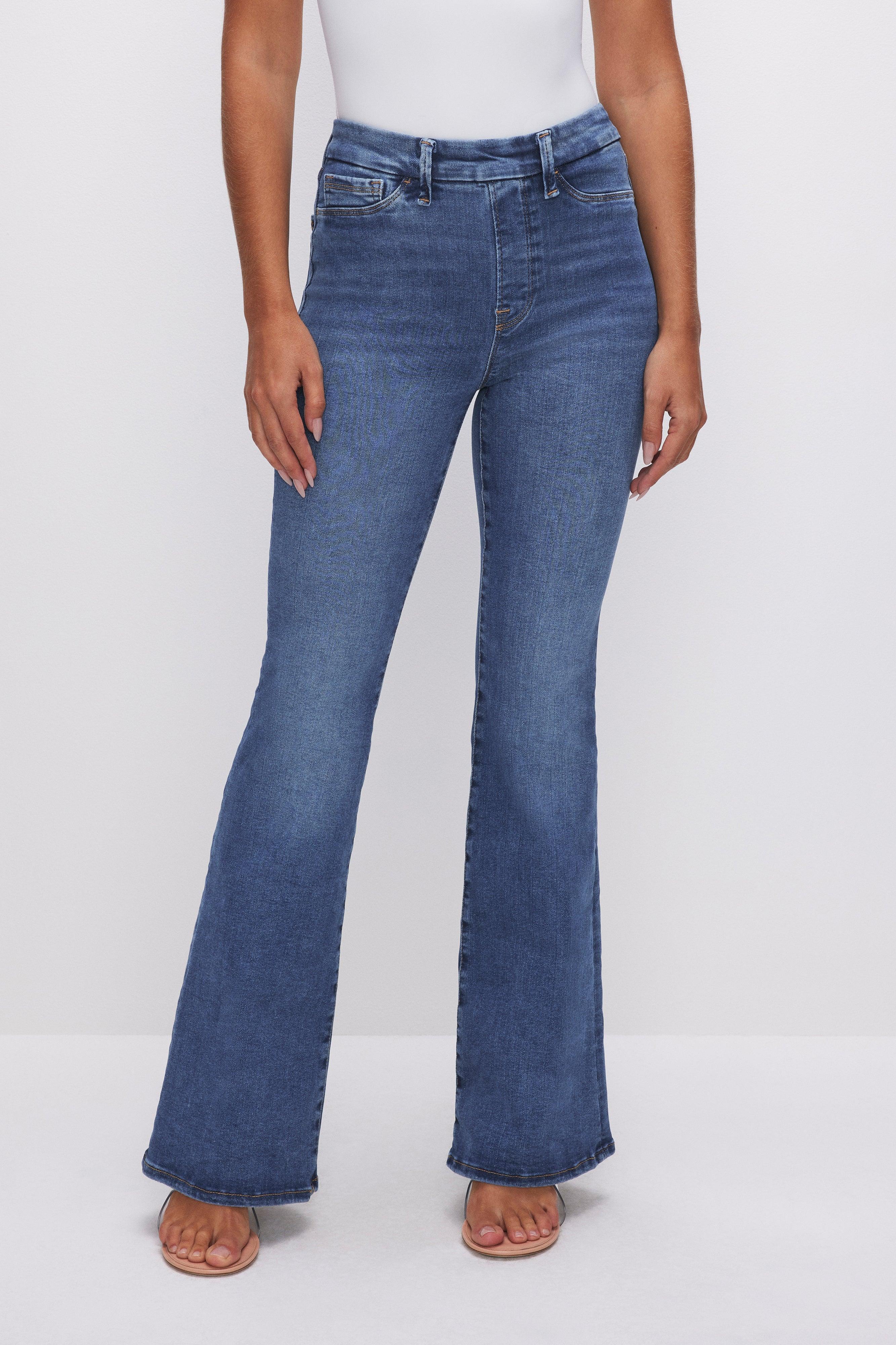 POWER STRETCH PULL-ON FLARE JEANS | INDIGO490 Product Image