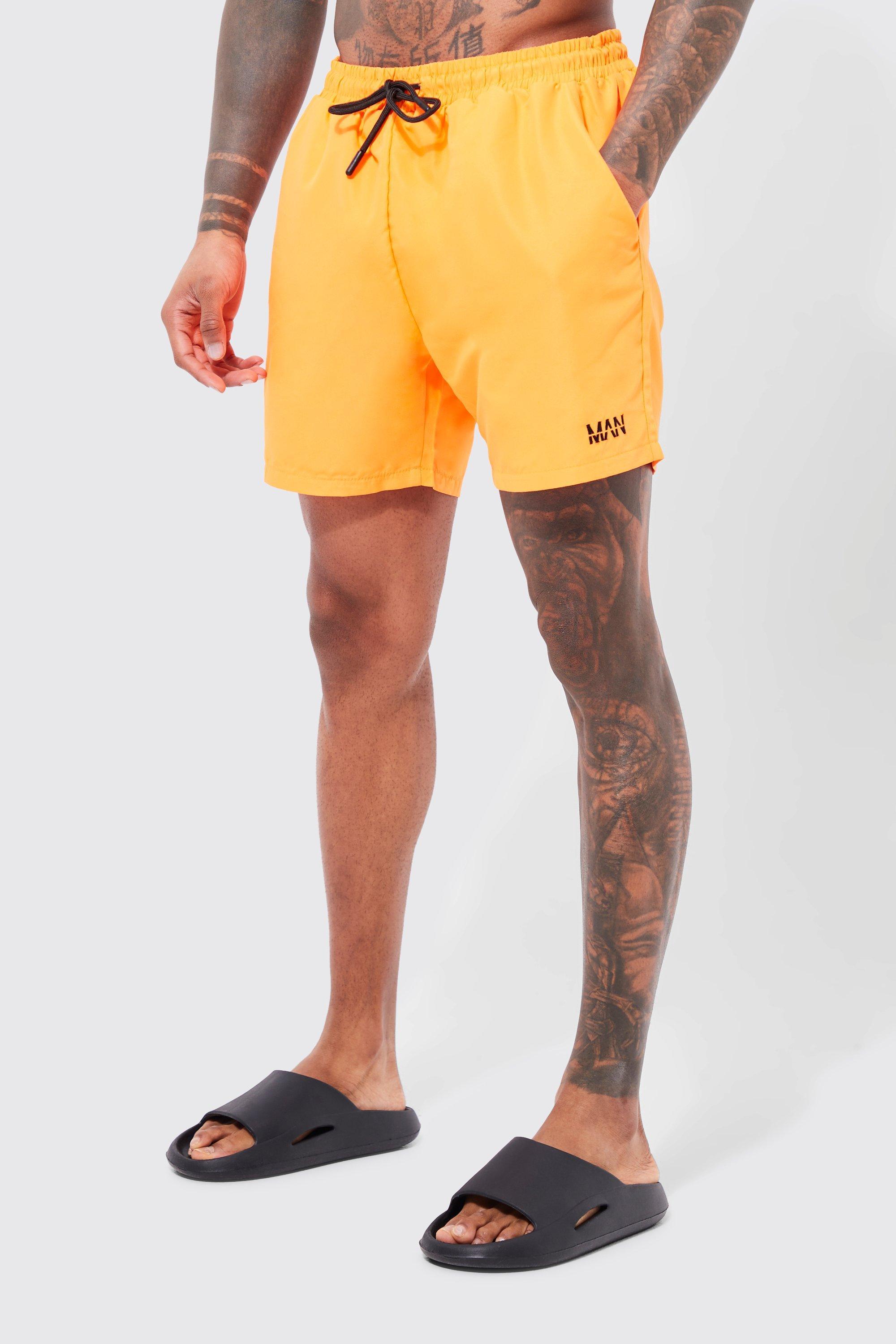 Mens Orange Original Man Mid Length Swim Shorts, Orange Product Image