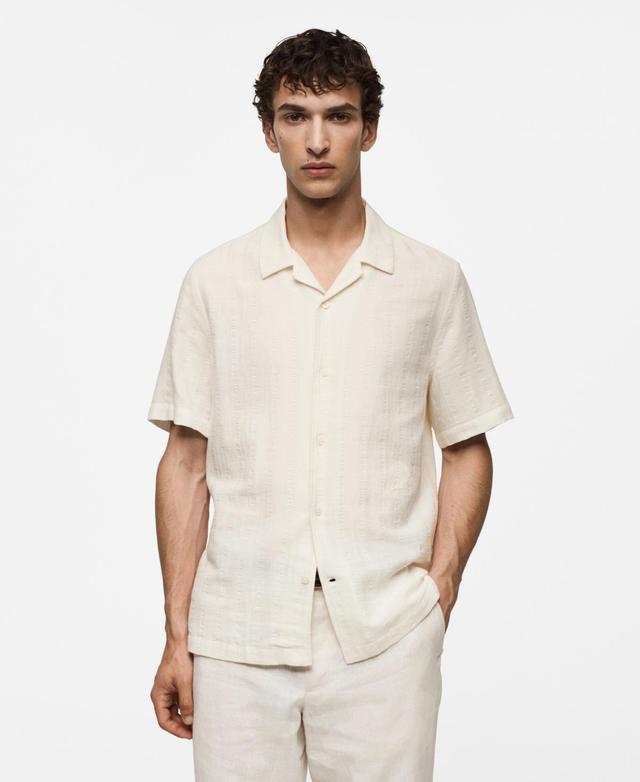 MANGO MAN - Regular fit seersucker cotton shirt off whiteMen Product Image