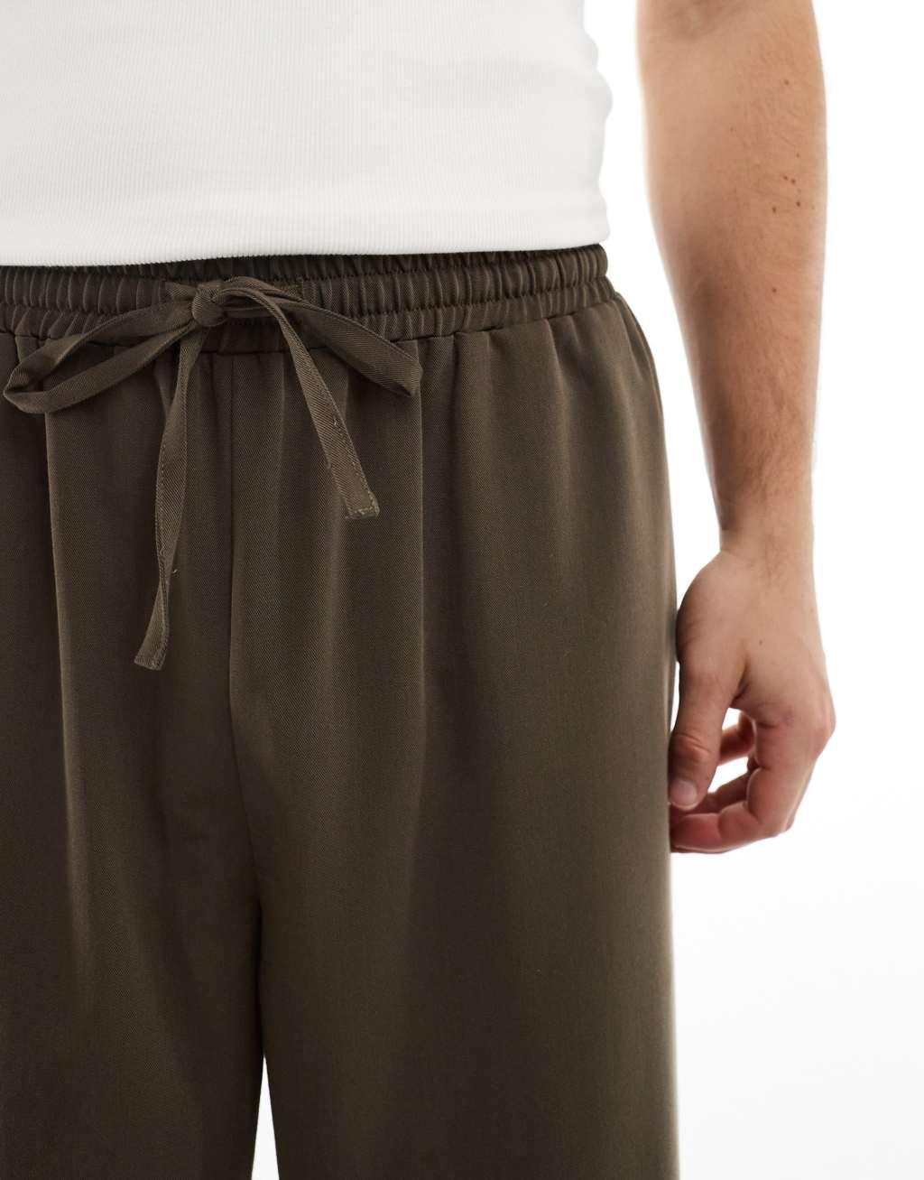 COLLUSION pull on baggy tailored sweatpants in brown Product Image