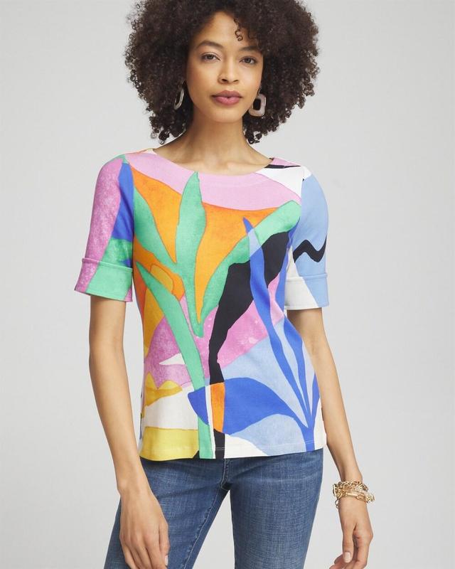 Women's Tropical Bateau Neck Tee Product Image