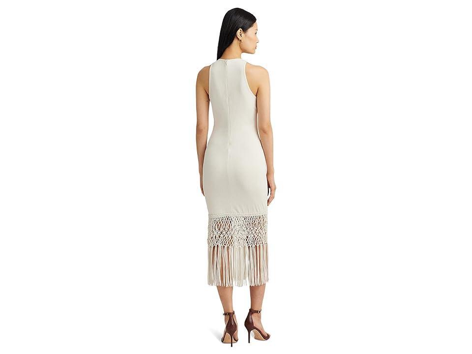 Lauren Ralph Lauren Fringe-Trim Sleeveless Cocktail Dress (Mascarpone Cream) Women's Dress Product Image