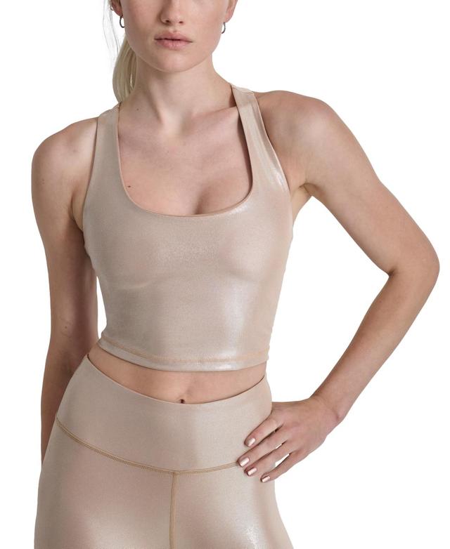 Dkny Womens Foiled-Shine Racerback Crop Tank Top Product Image