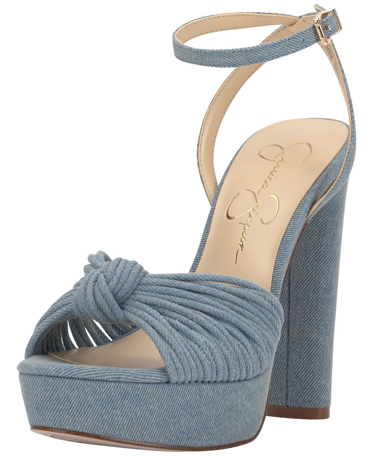 Jessica Simpson Immie Ankle Strap Embossed Platform Dress Sandals Product Image