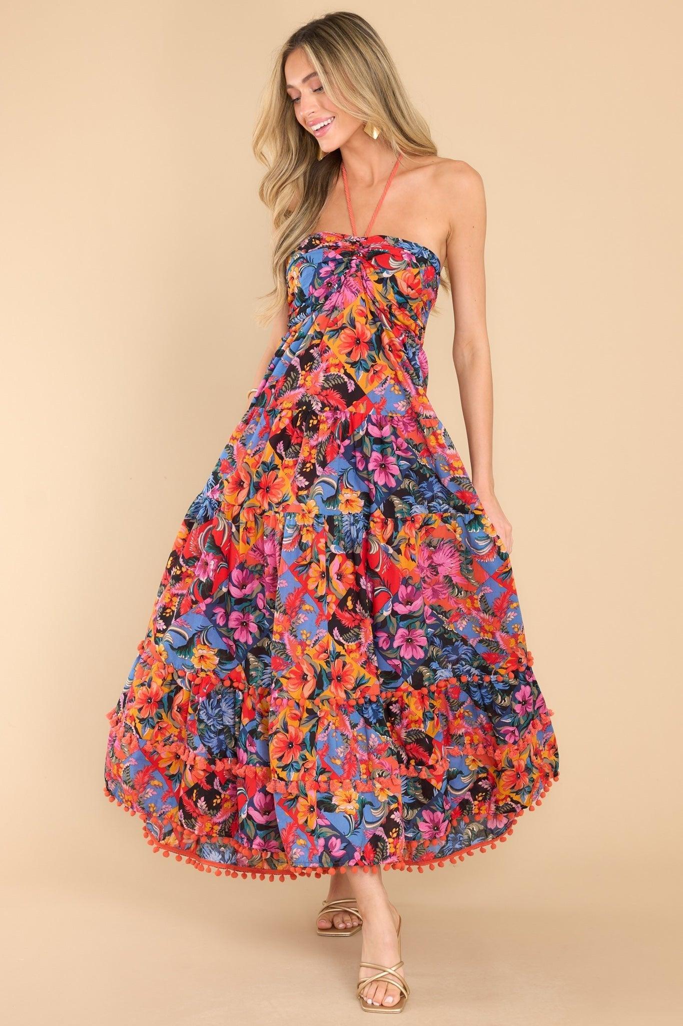 Alluring Dream Black Floral Print Maxi Dress Product Image