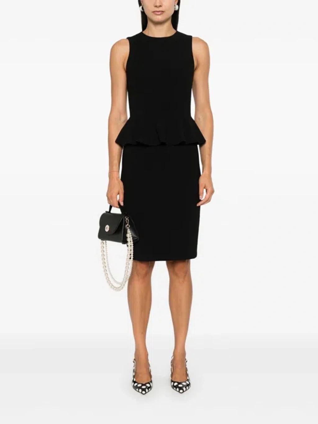 ALICE AND OLIVIA Poppy Peplum Midi Dress In Black   Product Image