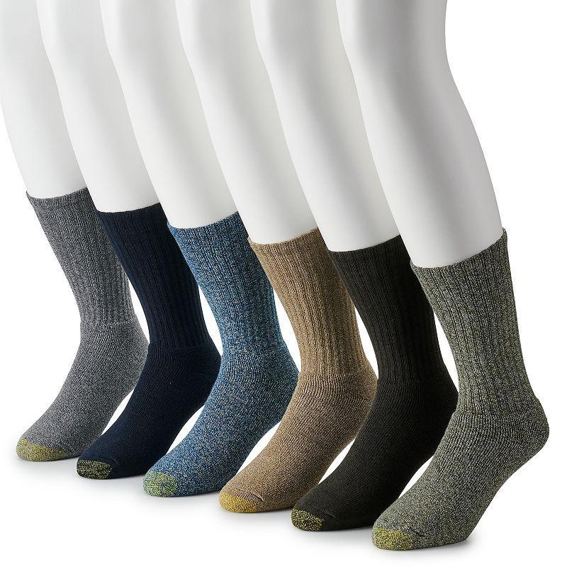 Mens GOLDTOE 6-Pack Harrington Crew Socks Blue Wave Green Green Product Image