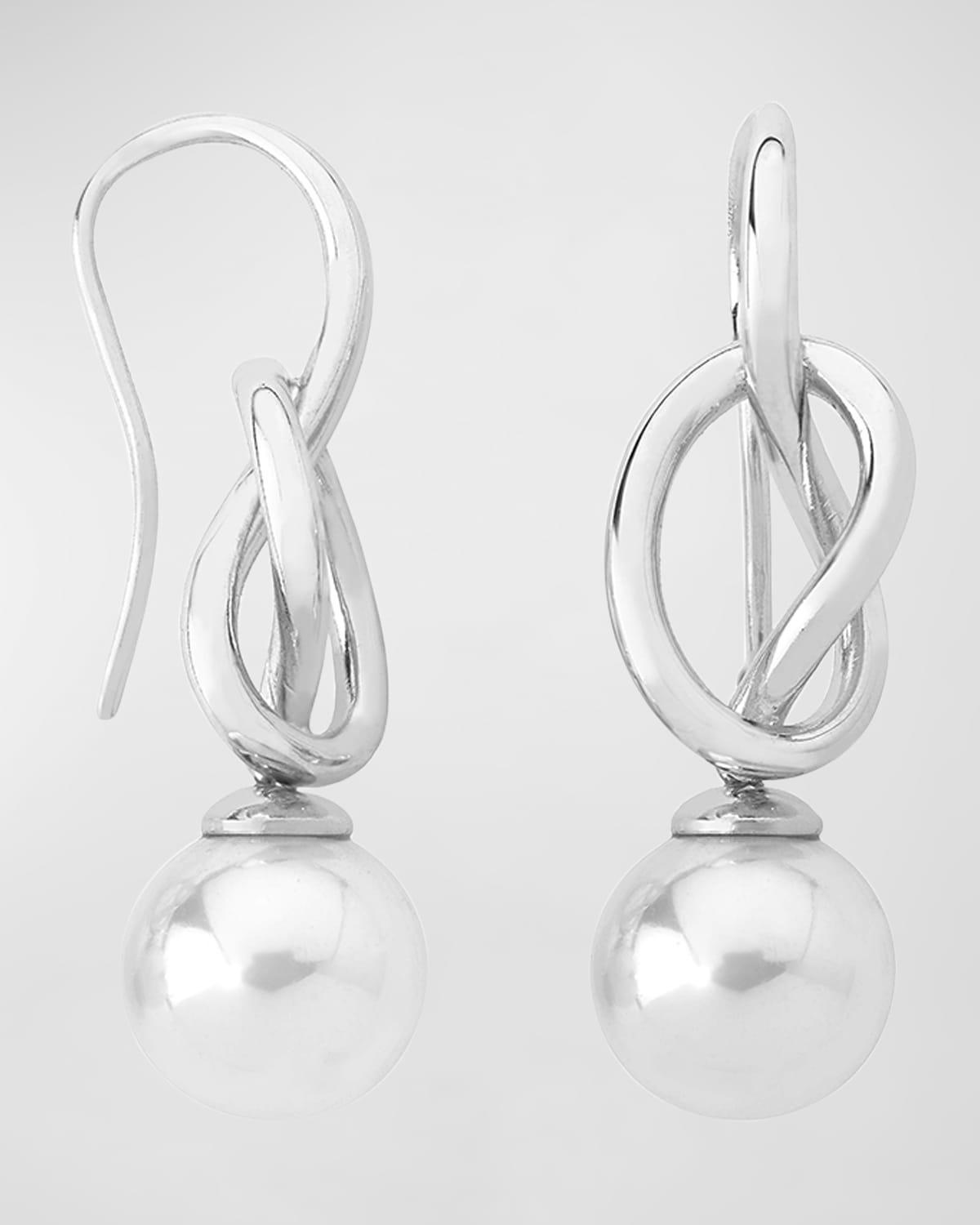 Womens Nudo Rhodium-Plated Silver & Faux White Pearl Earrings Product Image