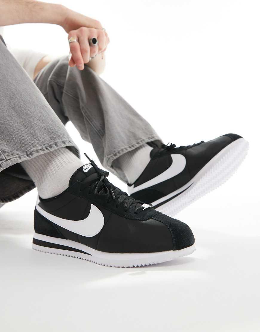 Cortez Leather Sneakers In Black And White In Multicolor Product Image