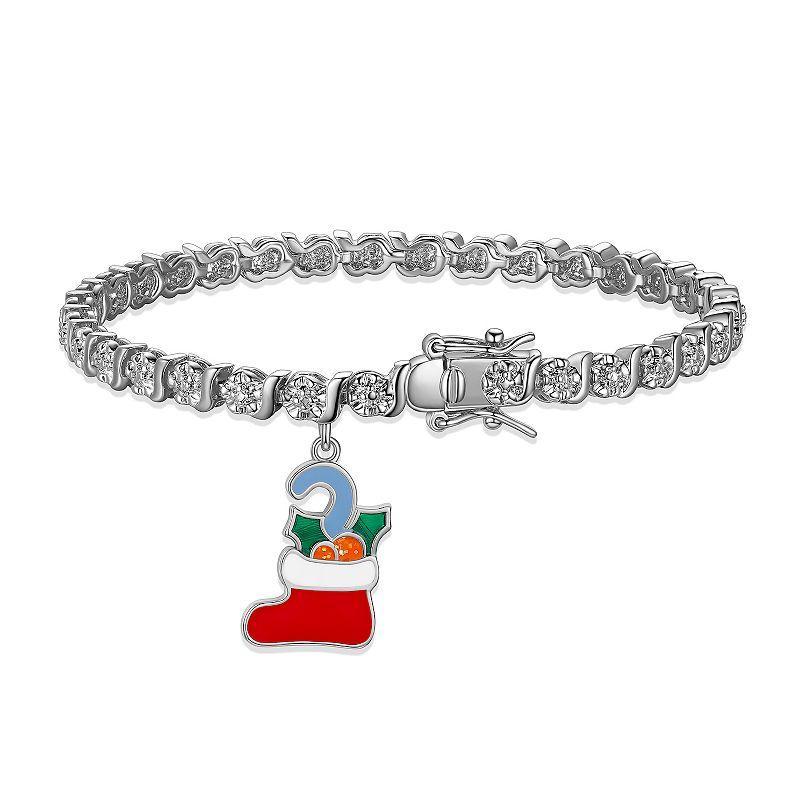 Sarafina Diamond Accent Stocking Charm Bracelet, Womens Silver Tone Product Image