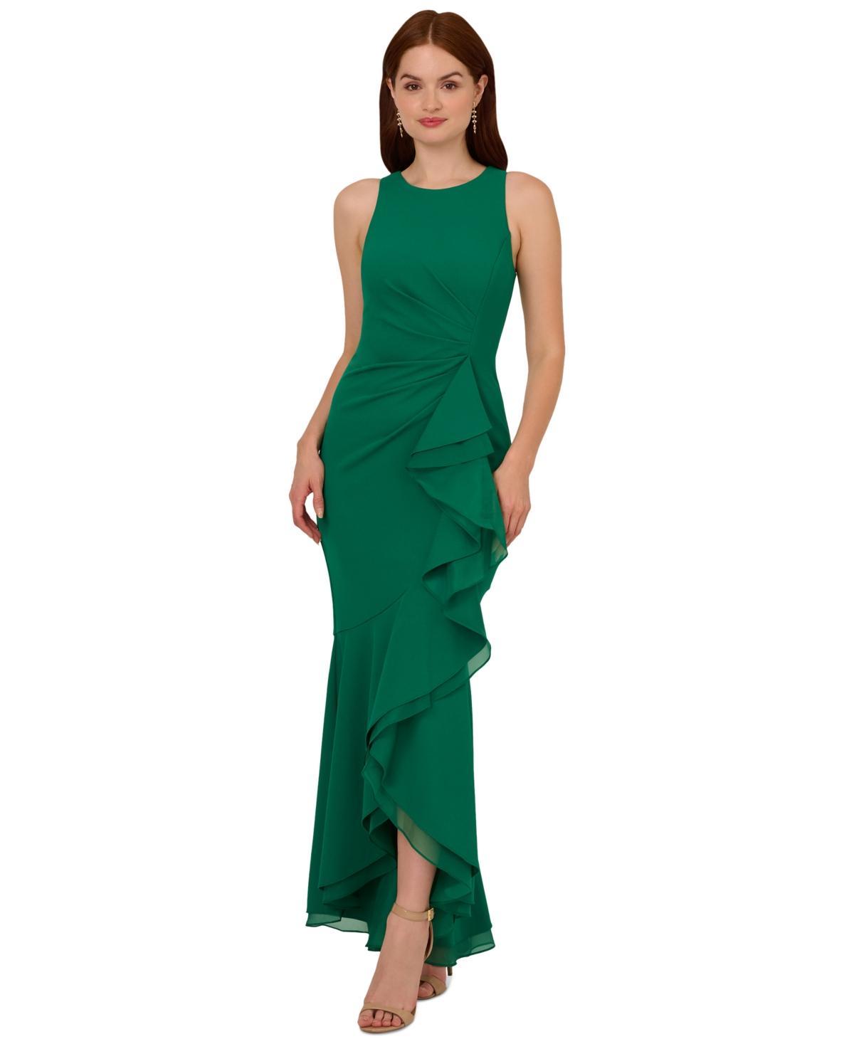 Adrianna Papell Womens Sleeveless Ruffled High-Low Gown Product Image