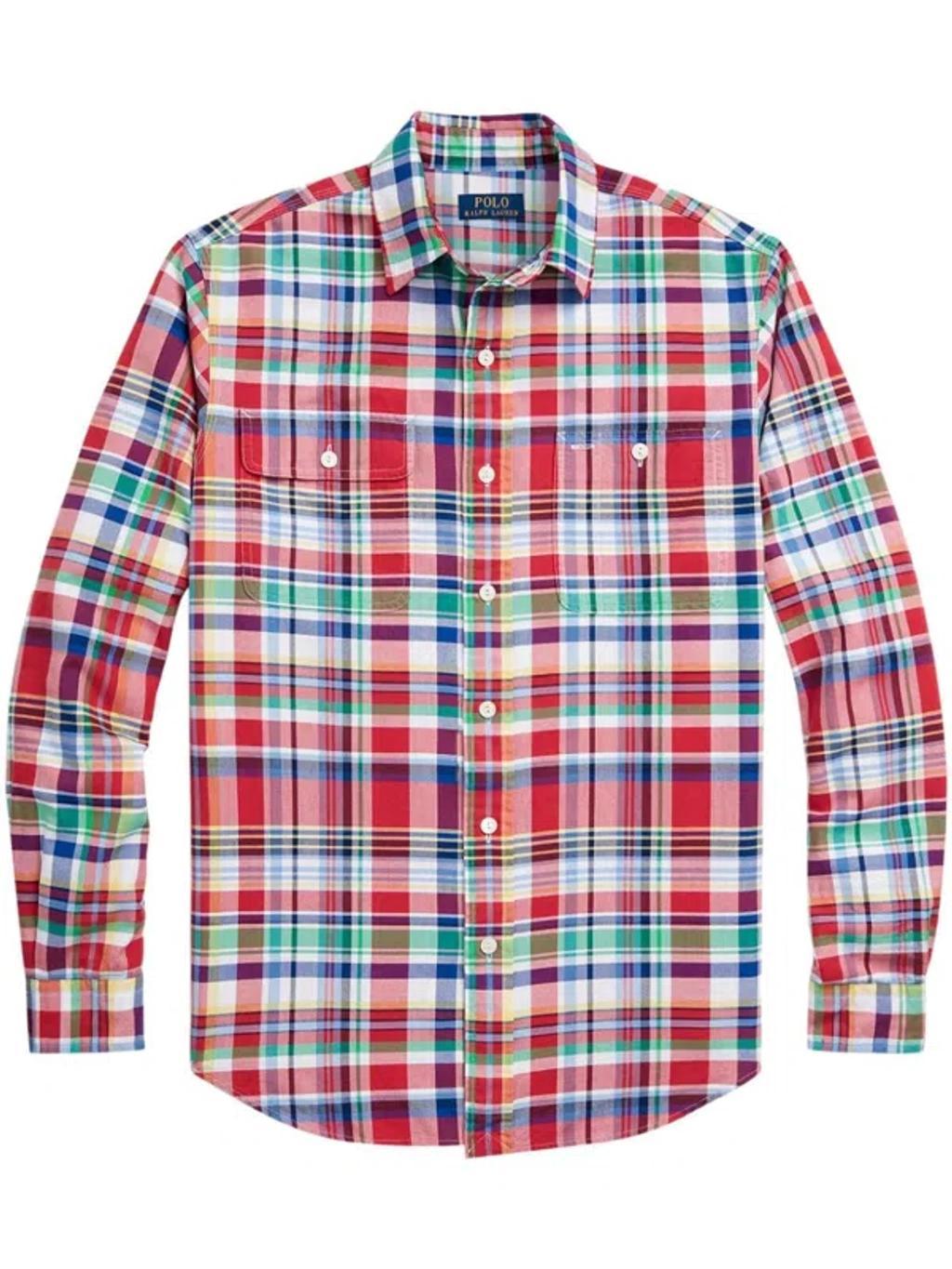 Plaid Cotton Shirt In Red Product Image