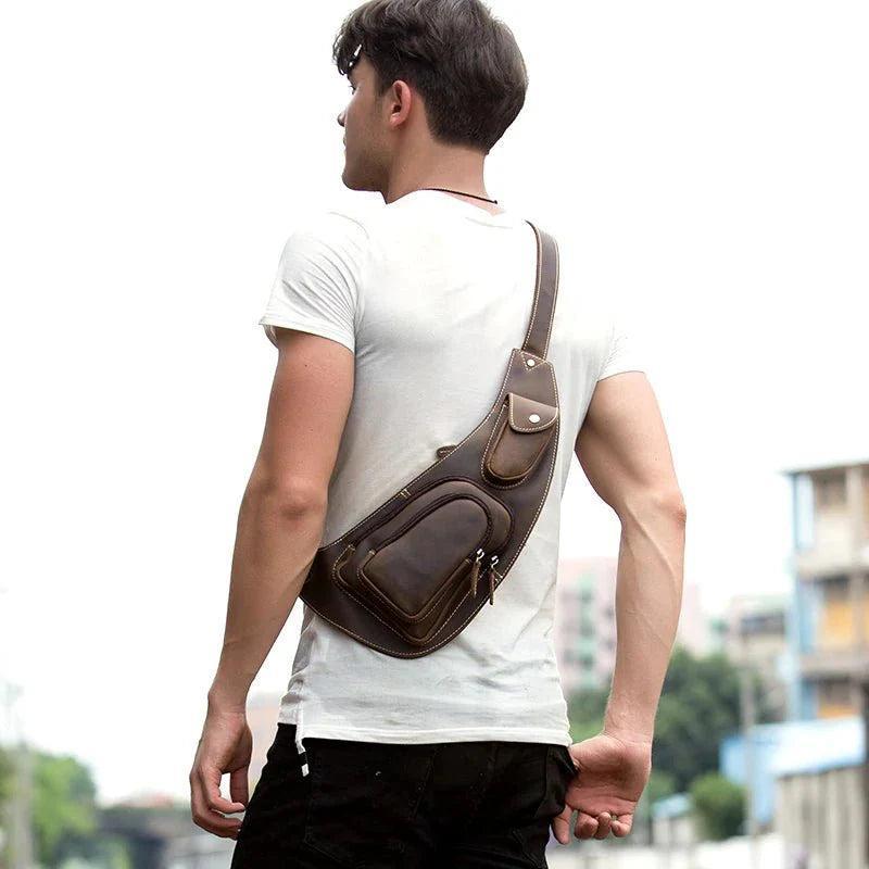 Perfect Leather Chest Pack Men's Leather Sling Bag Chest Bag Male Product Image