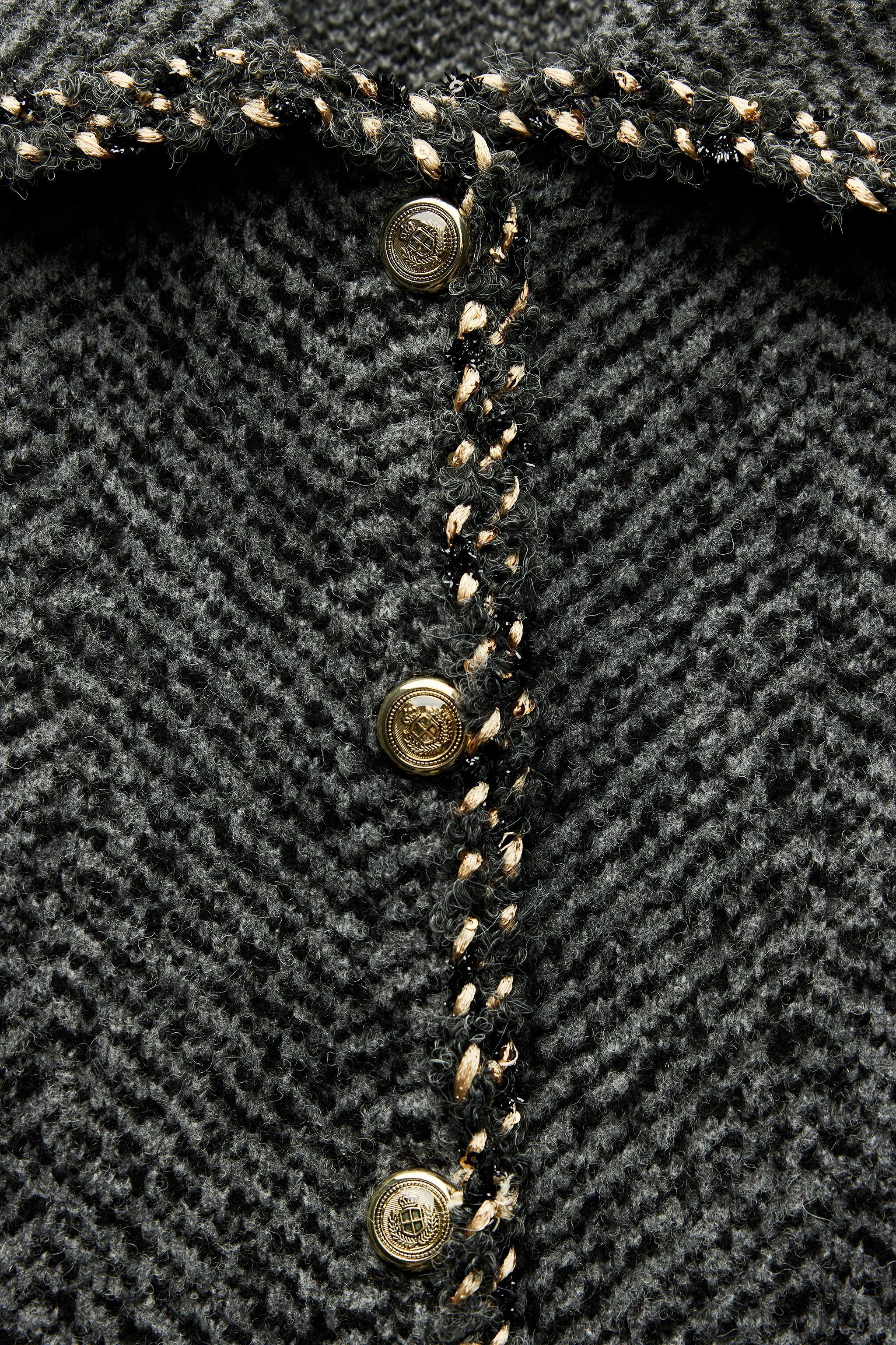 BRAIDED TRIM KNIT JACKET Product Image