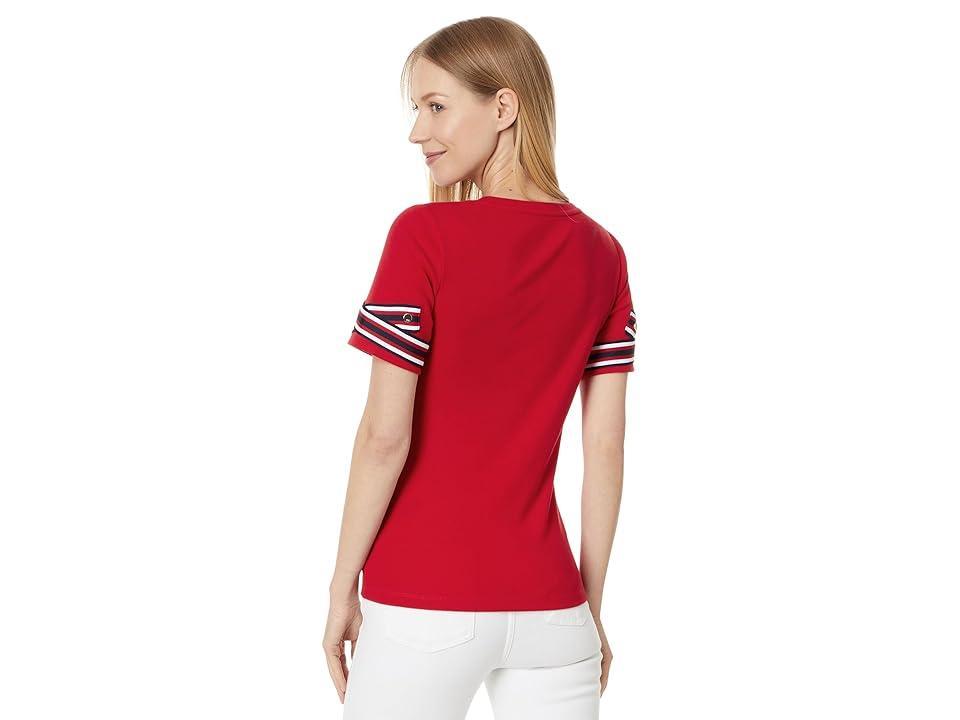 Tommy Hilfiger Global Short Sleeve Top (Scarlet) Women's Clothing Product Image