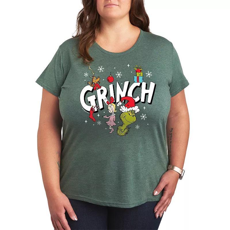 Plus Size Dr. Seuss Grinch Group Graphic Tee, Womens Grey Royal Blue Product Image