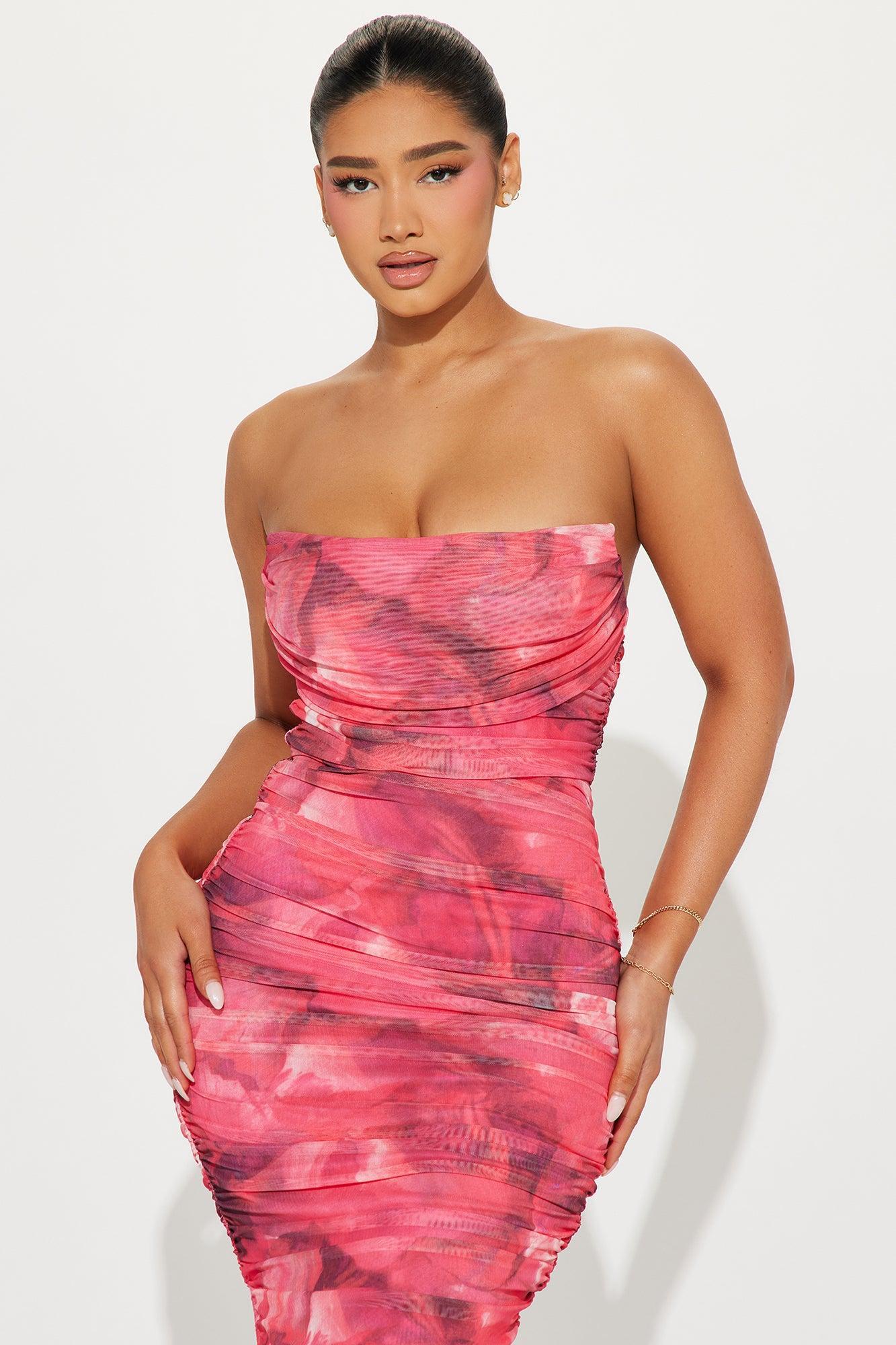 Teyana Mesh Maxi Dress - Pink Product Image