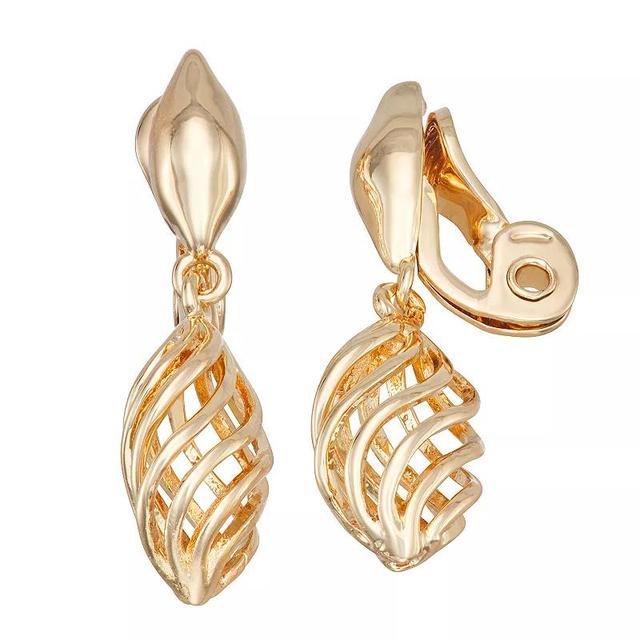 Napier Gold Tone Drop Clip Earrings, Womens Product Image