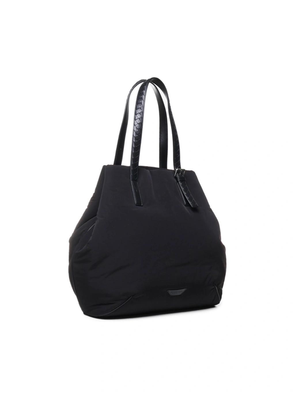 BOTTEGA VENETA Nylon Tote Bag In 8803 - Black-silver Product Image