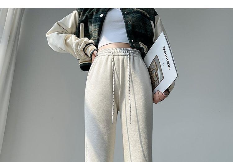 Drawstring Waist Plain Flared Pants product image