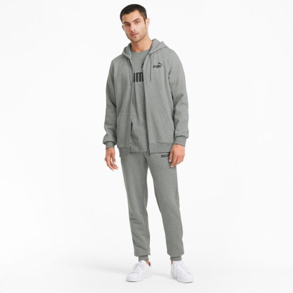 PUMA Essentials Full-Zip Logo Hoodie Men in Medium Grey Heather Product Image