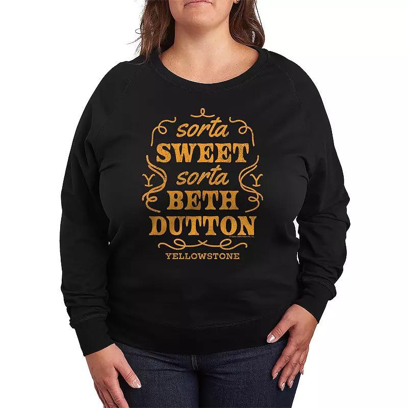 Plus Size Yellowstone Sorta Beth Dutton Lightweight French Terry Sweatshirt, Womens Grey Blue Product Image