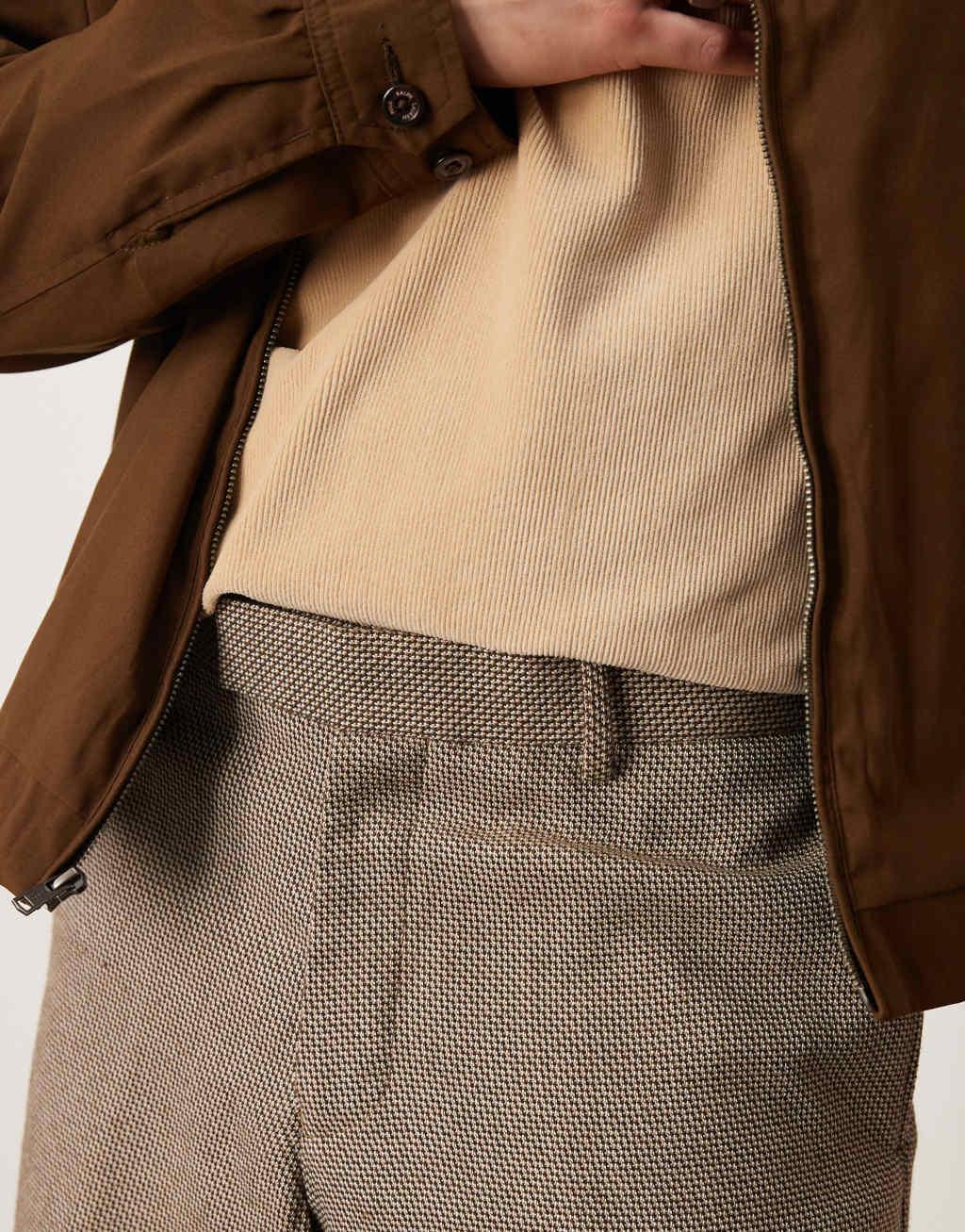 ASOS DESIGN smart loose leg pants in brown microtexture Product Image