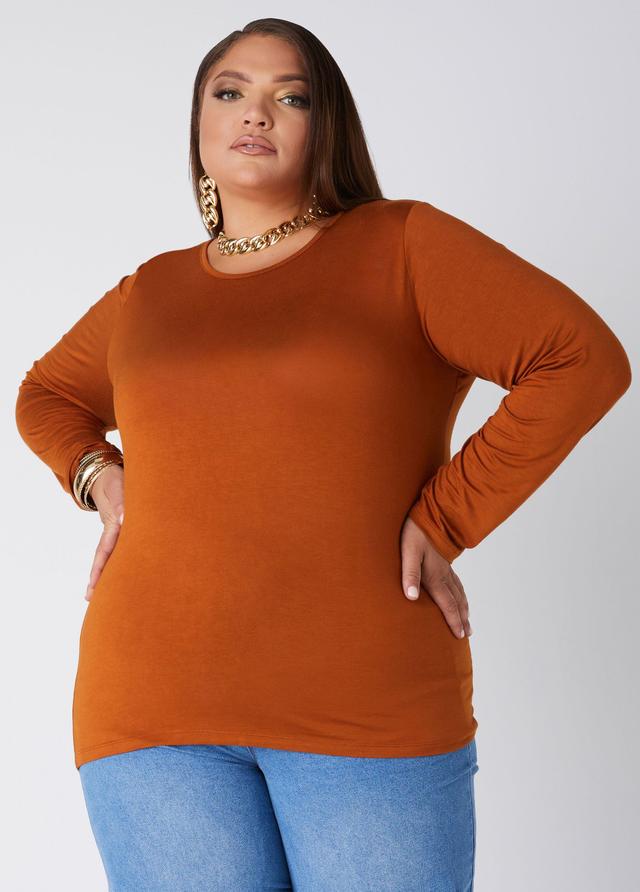 Plus Size Long Sleeved Jersey Tee, - Ashley Stewart Product Image