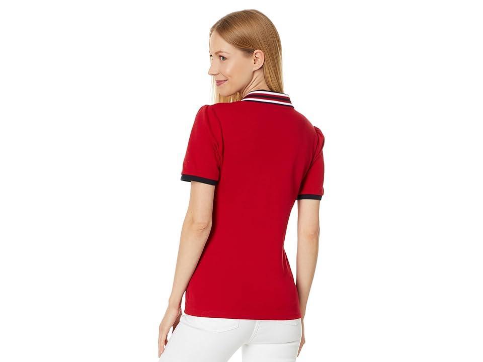 Tommy Hilfiger Puff Sleeve Interlock Polo (Chili Pepper) Women's Clothing Product Image