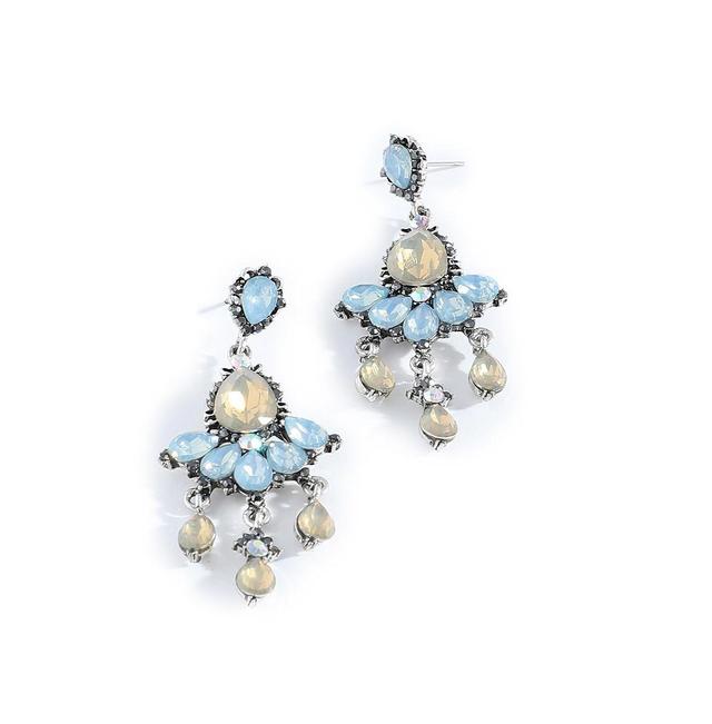 Sohi Womens Blue Teardrop Stone Drop Earrings Product Image