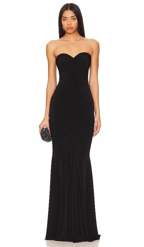 Strapless Shirred Front Fishtail Gown Norma Kamali Product Image