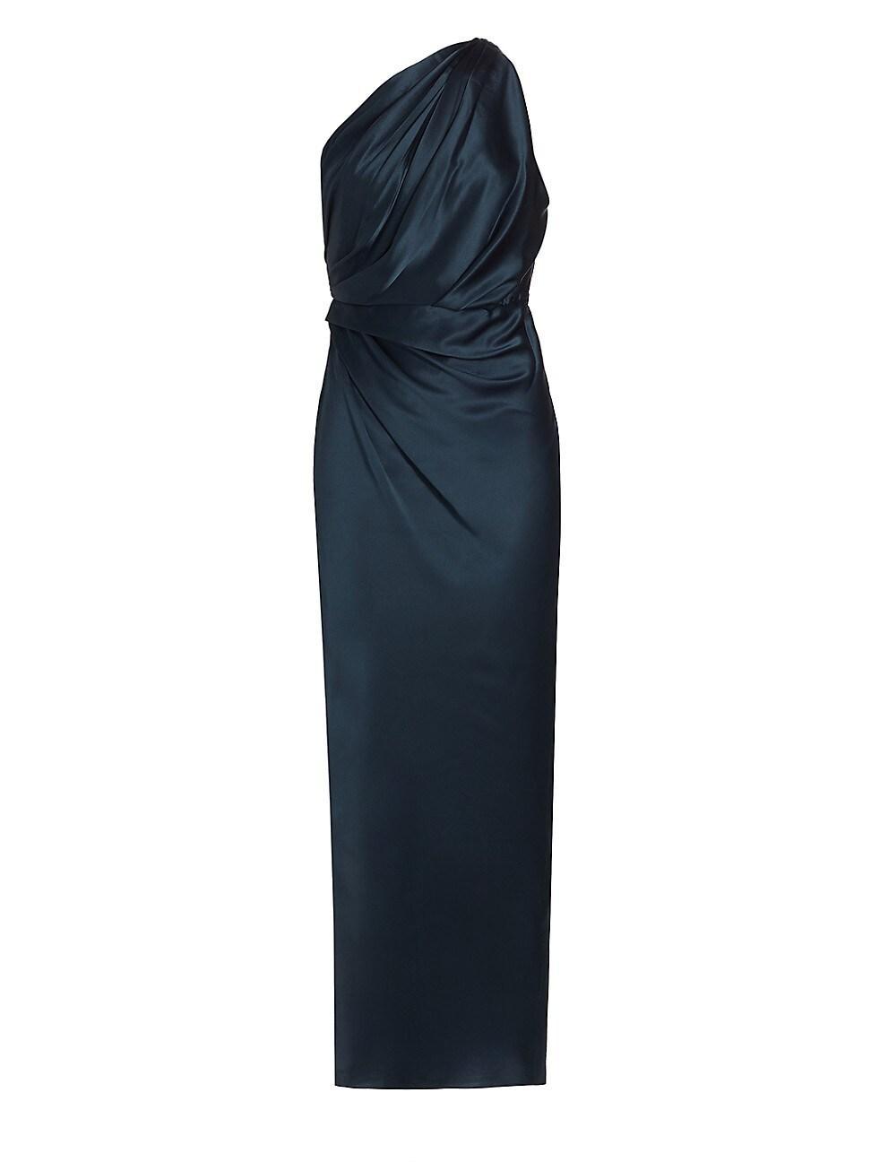 Womens One-Shoulder Silk Gown Product Image