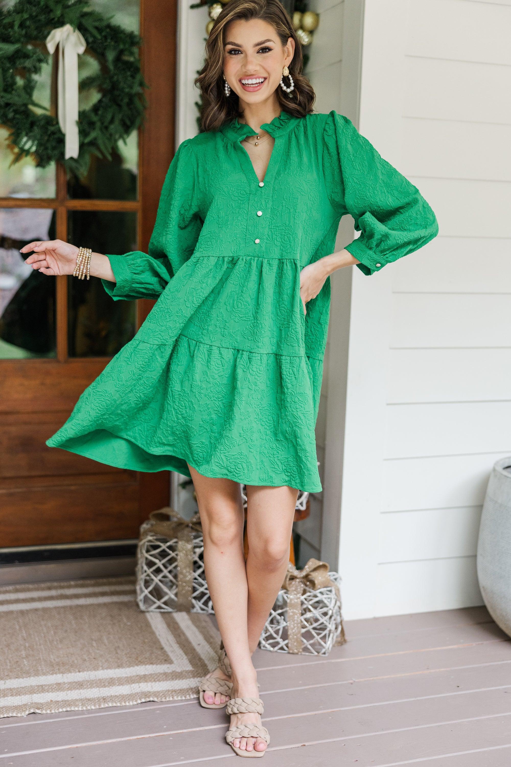 All Up To You Emerald Green Textured Dress Female Product Image