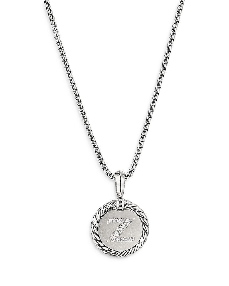 Womens M Initial Charm Necklace in Sterling Silver Product Image