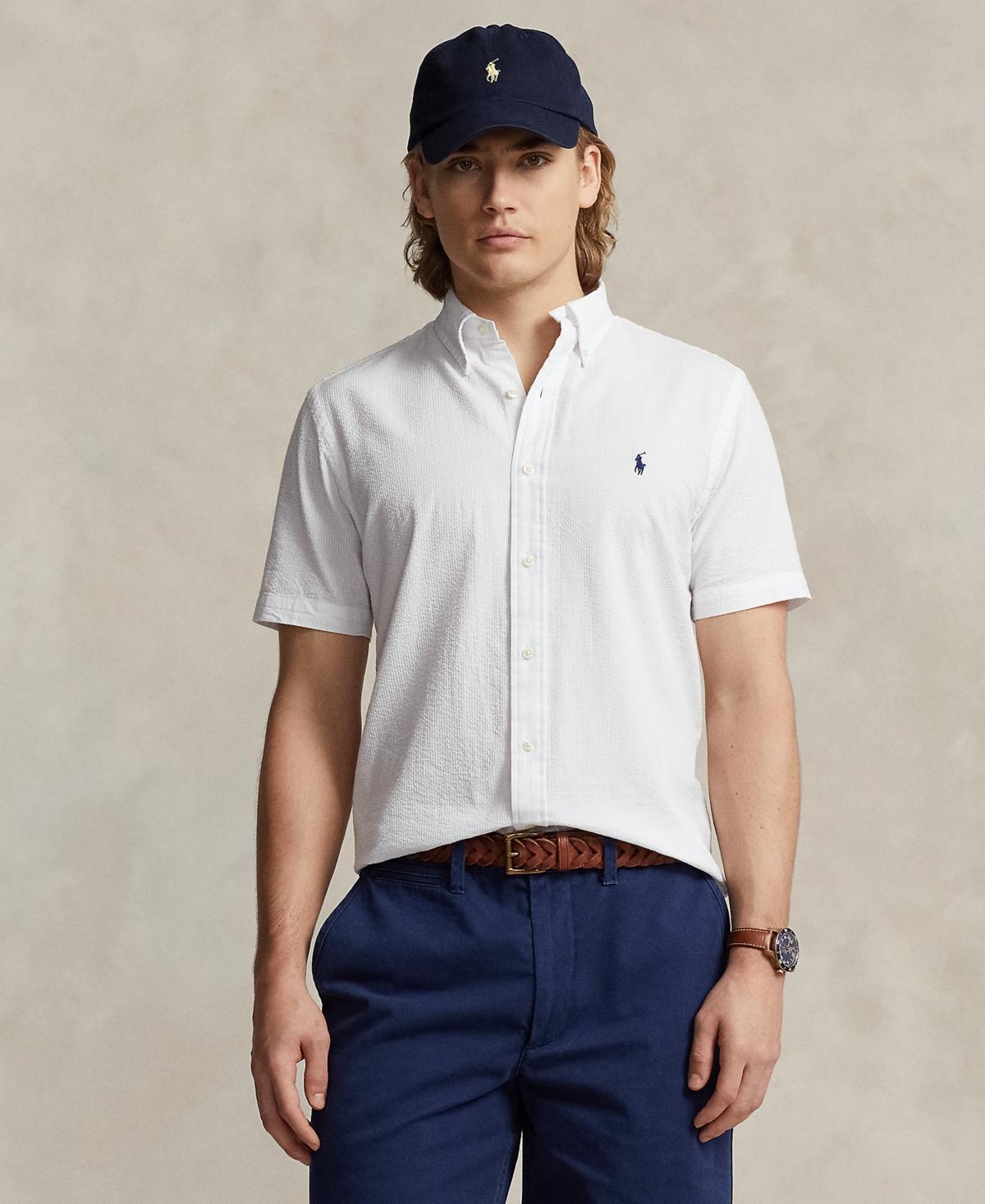 Polo Ralph Lauren Classic Fit Seersucker Shirt (Dark Indigo) Men's Clothing Product Image