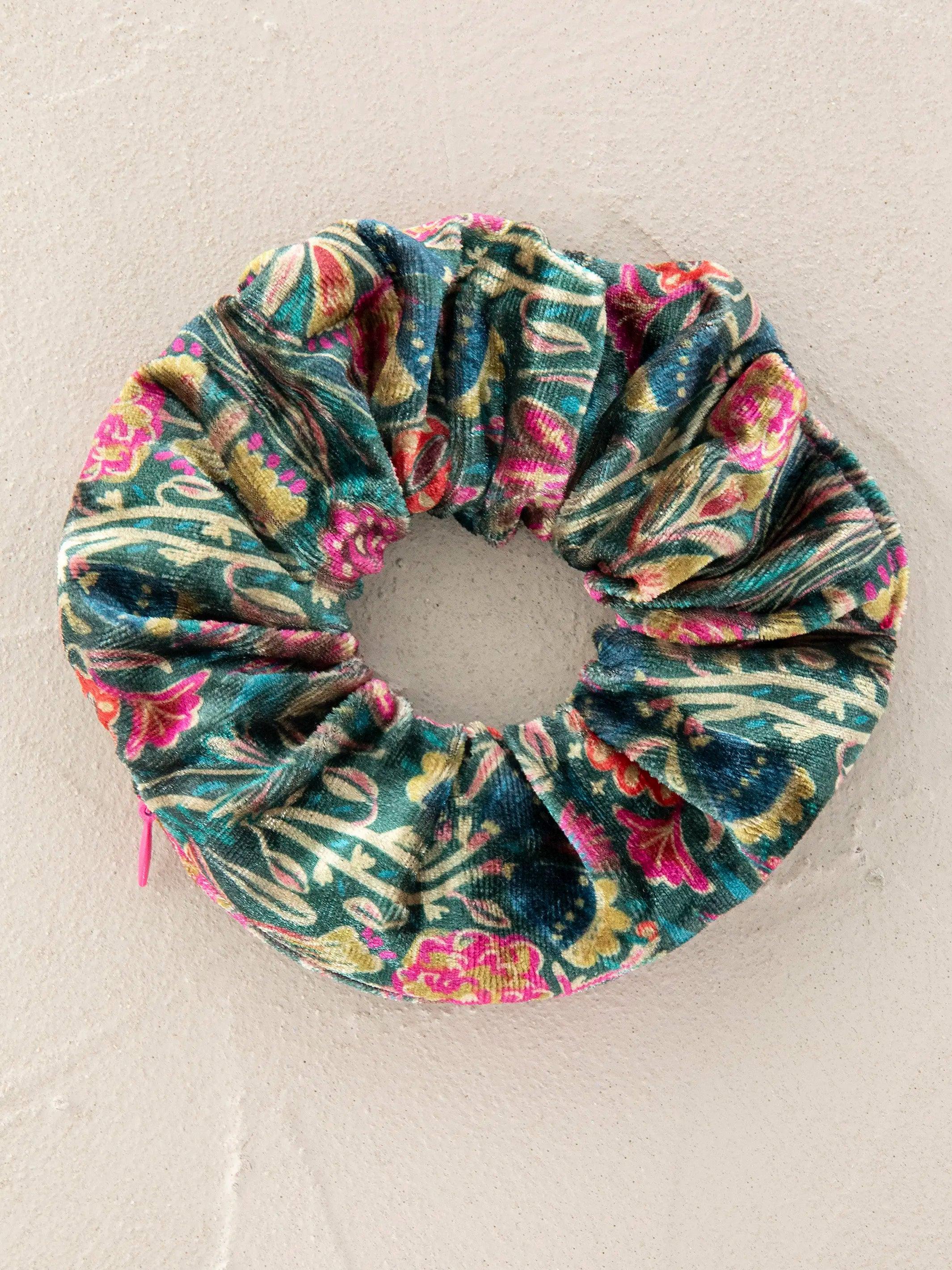 Hideaway Scrunchie - Green Lined Floral Product Image