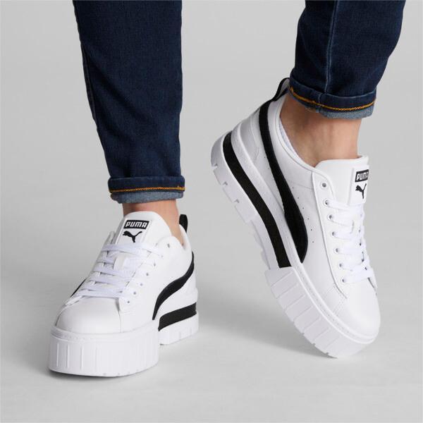 PUMA Mayze Women's Sneakers in White/Black, Size 9.5 Product Image