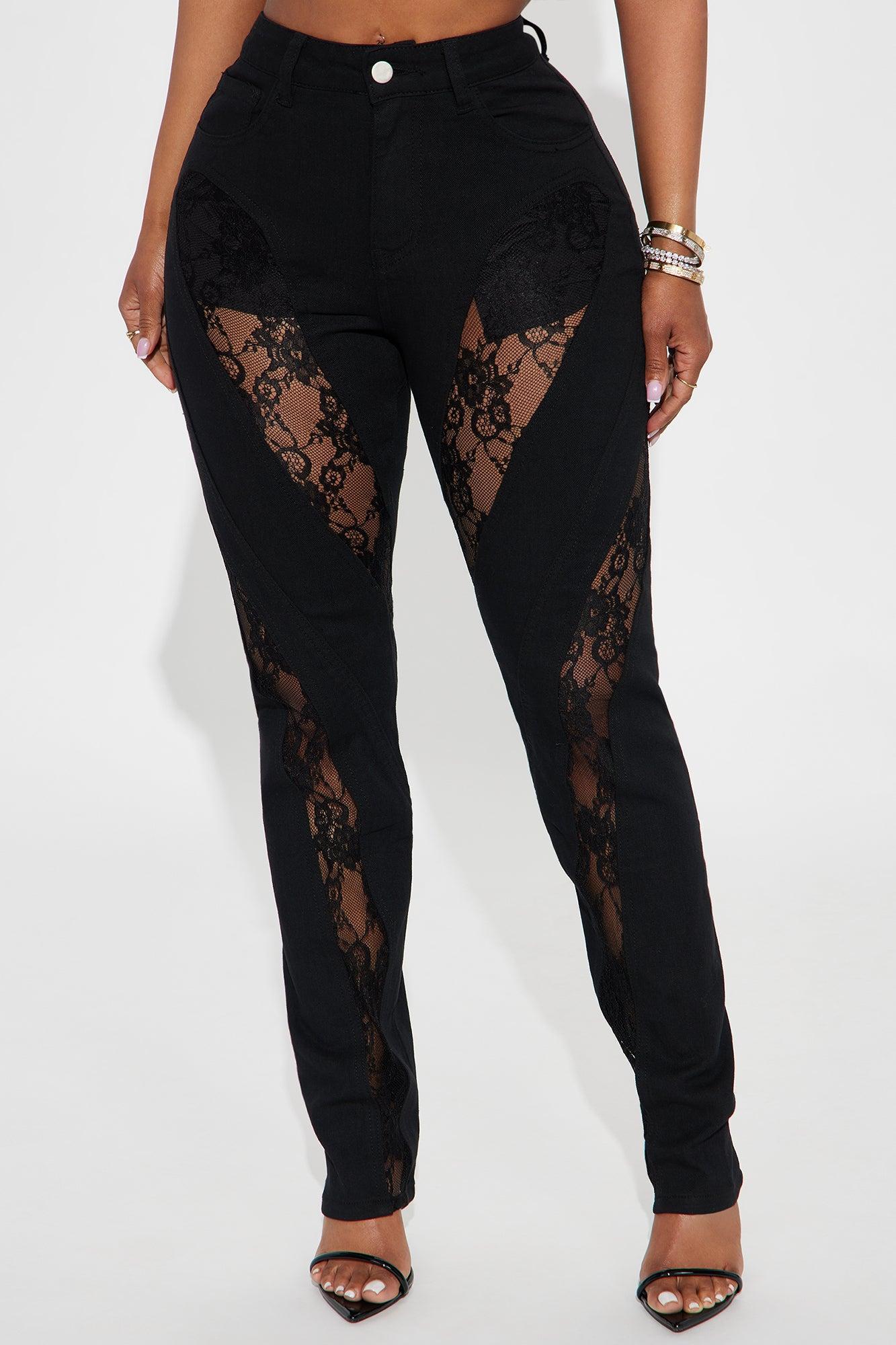 Club Classic Stretch Lace Skinny Jeans - Black Product Image