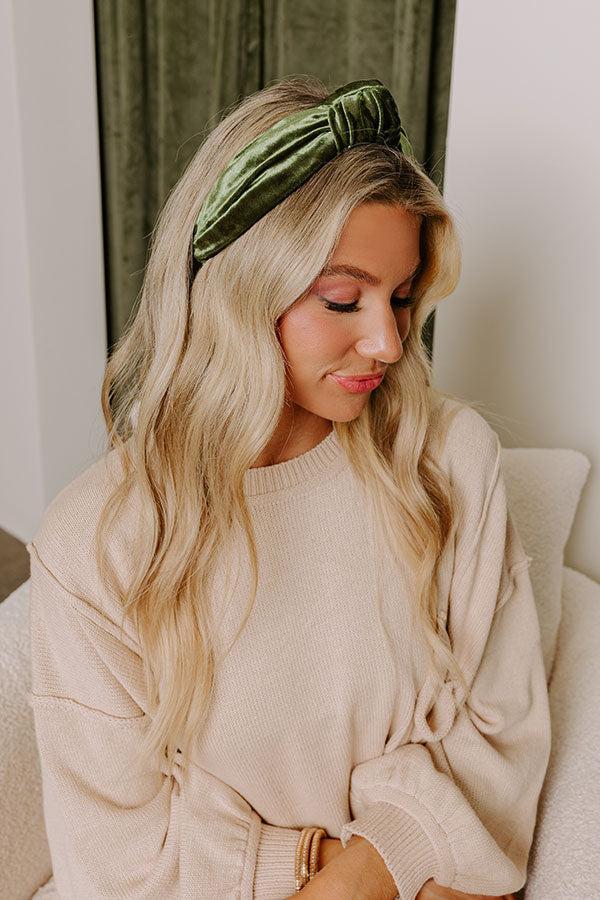 Luxe Lifestyle Velvet Headband in Olive Product Image